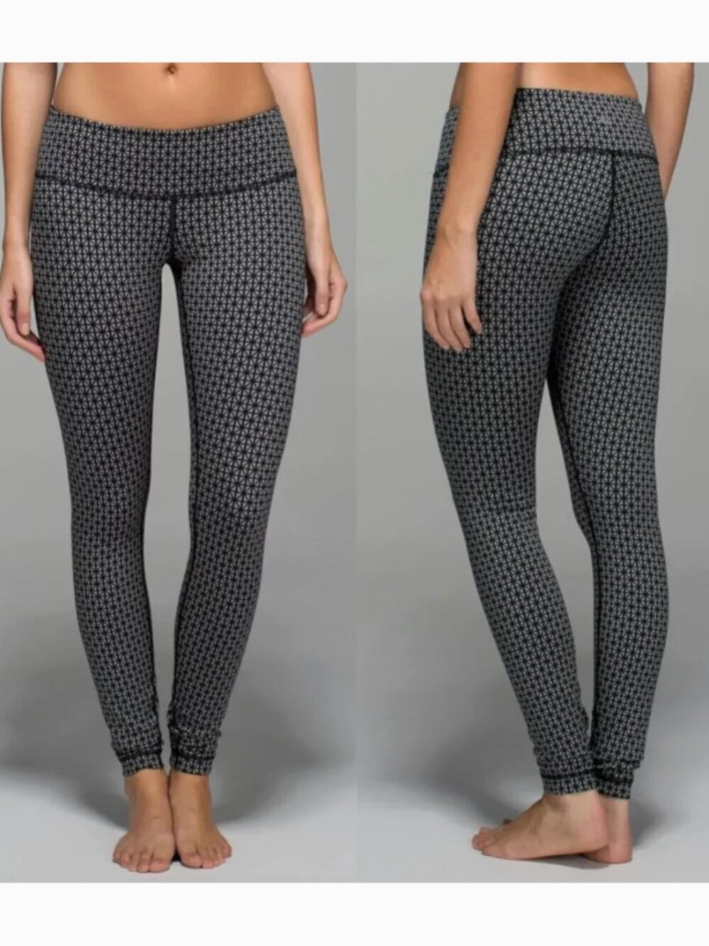 LULULEMON Wunder Under Pant Full-On Luon Tri Geo Silver Spoon Black Leggings 4